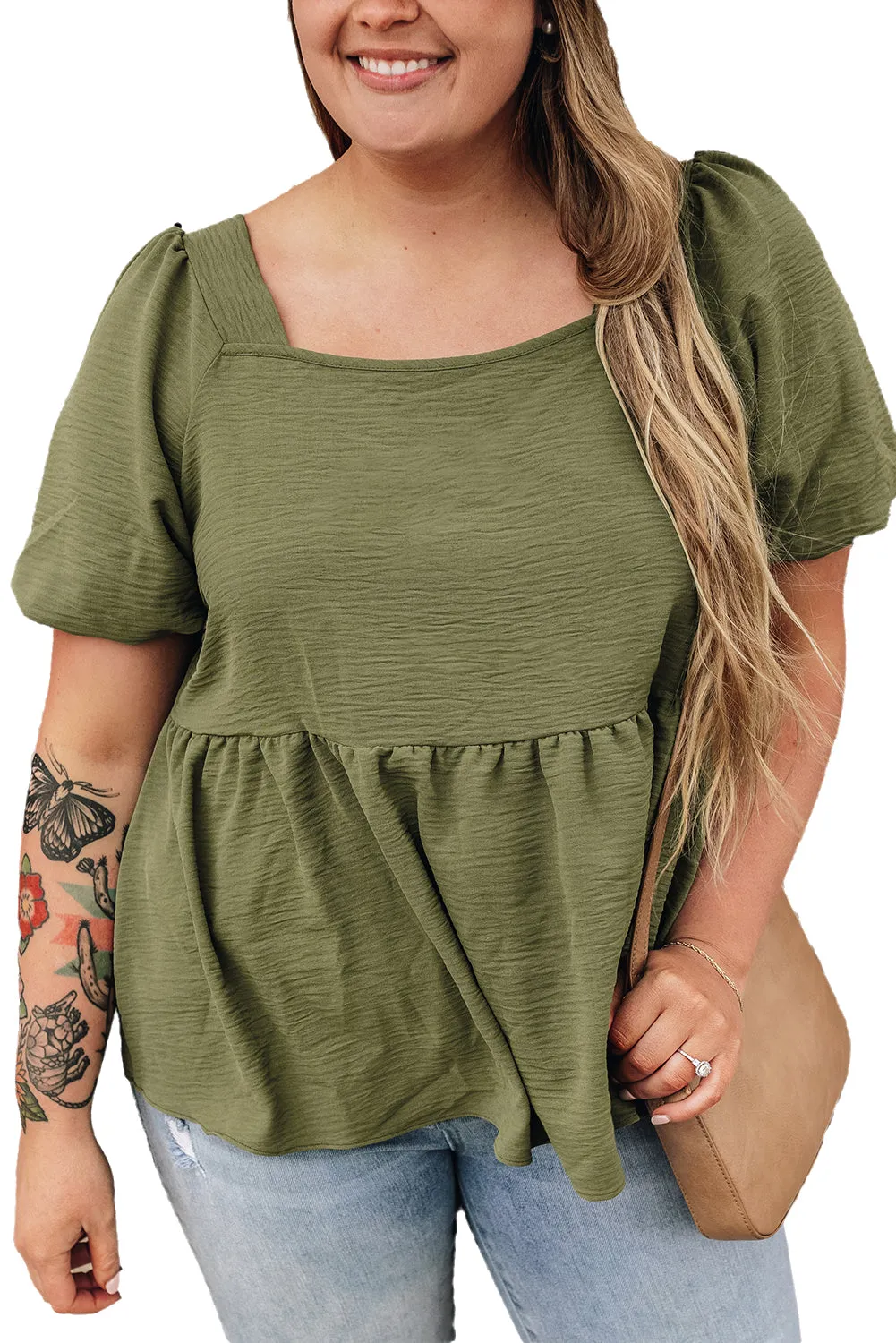 Solid Plus Babydoll Top