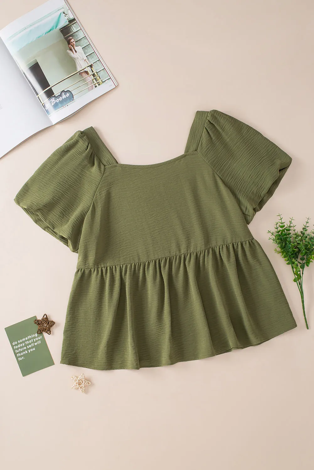 Solid Plus Babydoll Top