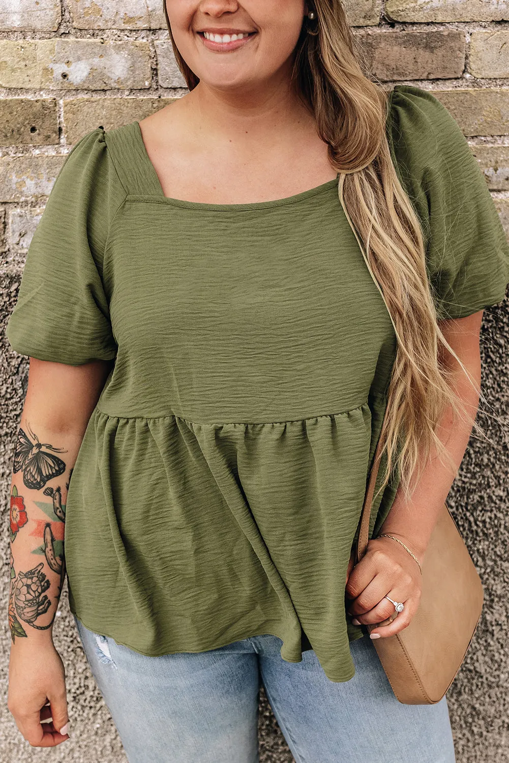 Solid Plus Babydoll Top