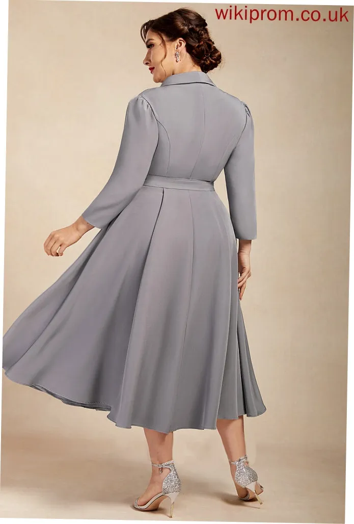 Stretch V-neck Mother of the Bride Dresses A-Line Bride the Emilia Dress of Crepe Tea-Length Mother