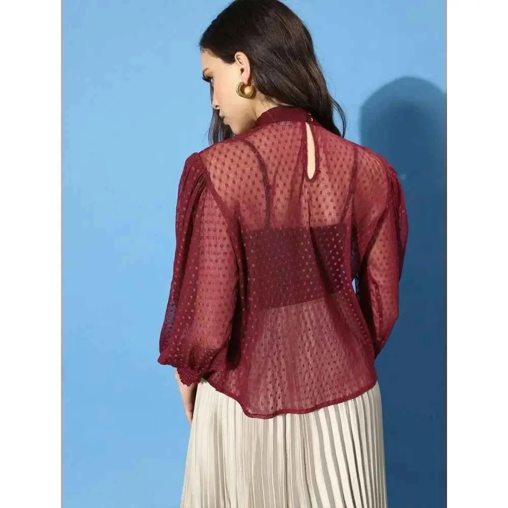 Style Quotient Women Maroon Polka Dots Tops