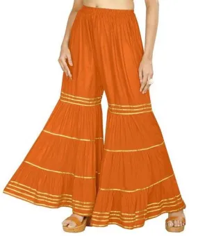 Stylish Rayon Mustard Gota Patti Work Flared Gharara Sharara For Women