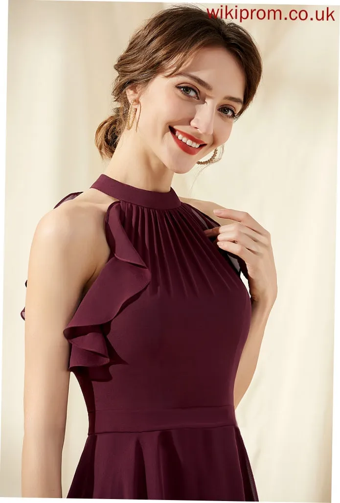 Tea-Length A-Line Neck Homecoming Scoop Denisse With Homecoming Dresses Ruffles Chiffon Cascading Dress