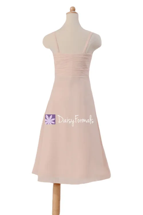 Tea Length A-line Spaghetti Straps Tea-length Chiffon Junior Bridesmaid Dress (FL2530)