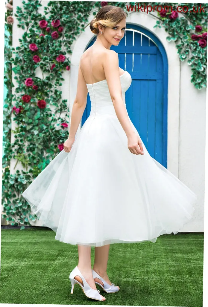 Tea-Length Kailyn Wedding Dresses Wedding Sweetheart A-Line Ruffle Tulle With Dress