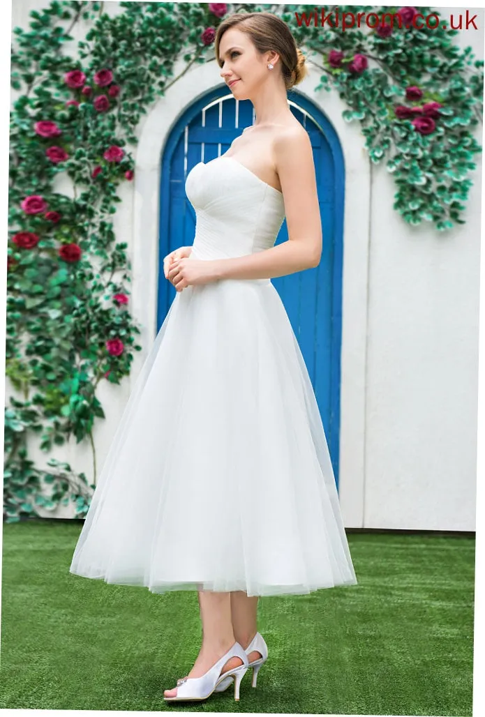 Tea-Length Kailyn Wedding Dresses Wedding Sweetheart A-Line Ruffle Tulle With Dress