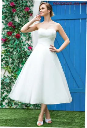 Tea-Length Kailyn Wedding Dresses Wedding Sweetheart A-Line Ruffle Tulle With Dress