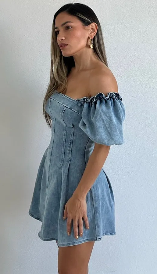 That Sweet Girl Denim Fit & Flare Dress