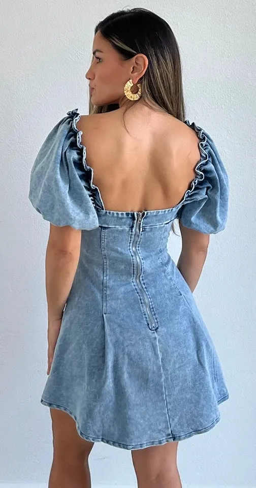 That Sweet Girl Denim Fit & Flare Dress