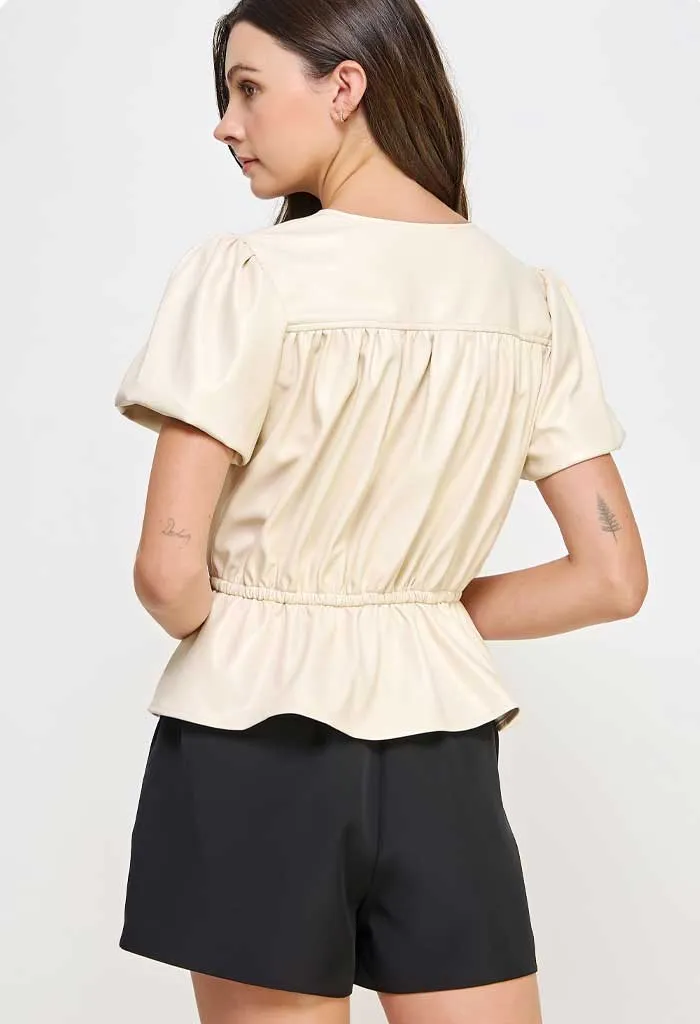 Vanilla Faux Leather Top