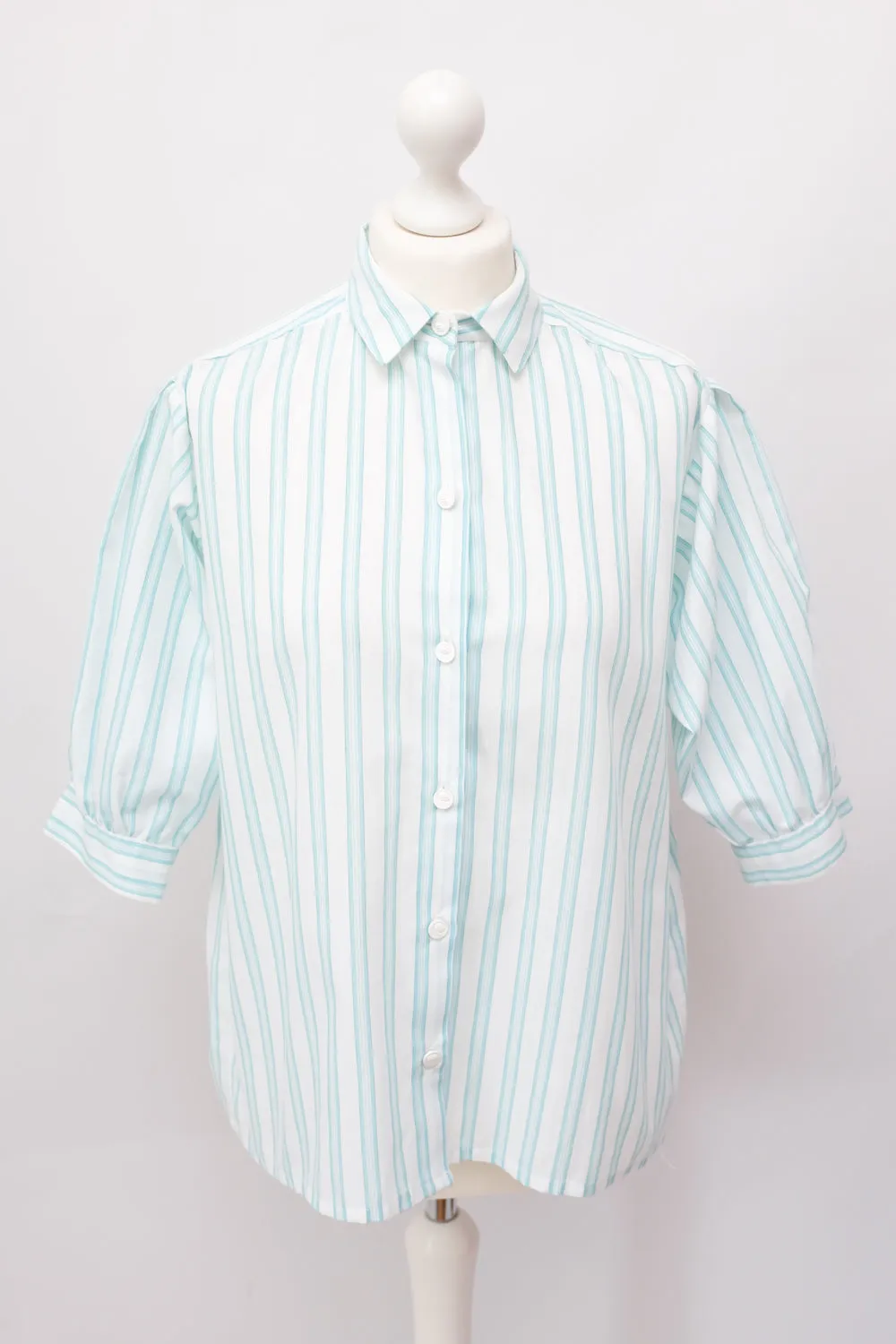 VINTAGE PUFFED SLEEVES STRIPED BLOUSE