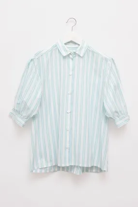 VINTAGE PUFFED SLEEVES STRIPED BLOUSE