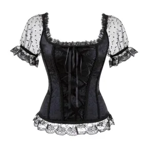 Wjczt Woman Vintage Gothic Victorian Blouse 2020 Lolita Elastic Black White Top Steampunk 6XL Plus Size Women Clothing Summer Shirt