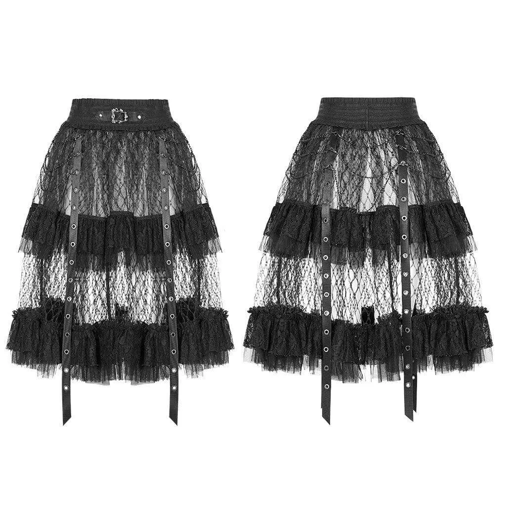 Women's Goth High-waisted Multilayered Mesh Skirts