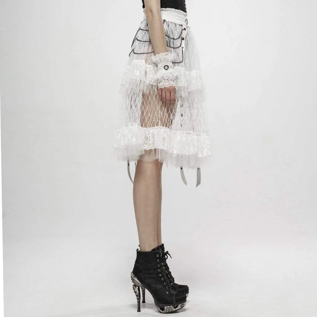 Women's Goth High-waisted Multilayered Mesh Skirts