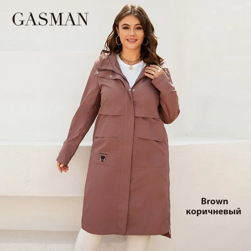 Women's Trench Coat High-Quality Hooded Long Windbreaker