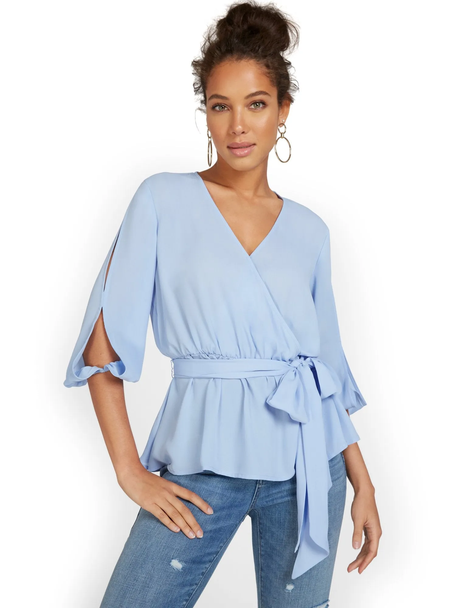 Wrap-Front Peplum Top