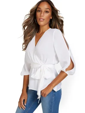 Wrap-Front Peplum Top